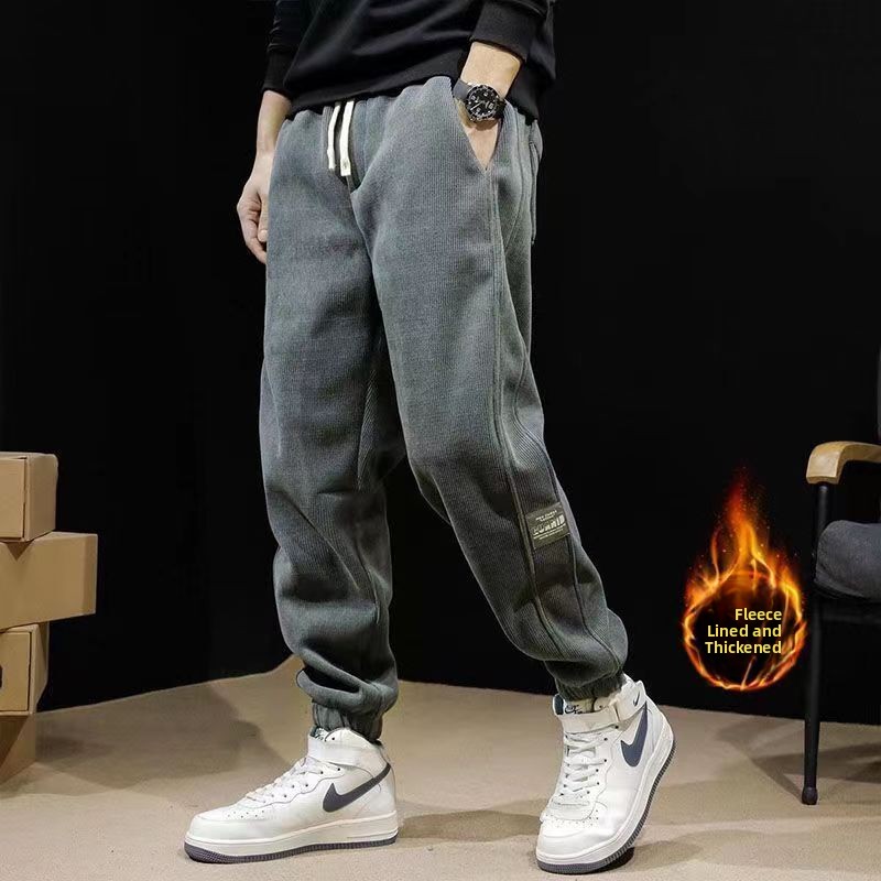 Corduroy Pant Warm - Celana Kasual Pria Berbahan Fleece Tebal,
