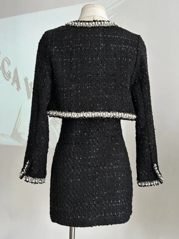 Set Jaket Pendek Wanita + Gaun - Wool Coat Peacoat ulasan dan harga